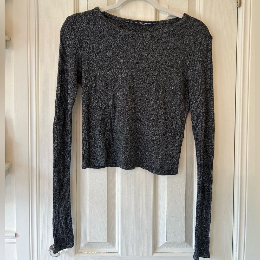 Brandy Melville Charcoal Grey Speckled Long Sleeve Top